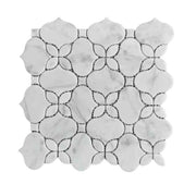 Gạch mosaic họa tiết tia nước CARRARA WHITE thiết kế hiện đại OMK cho tường phòng tắm, phòng bếp - Daisan Mart