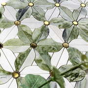 Gạch mosaic khảm đá cẩm thạch họa tiết hoa tia nước cho ốp tường bếp và phòng tắm - Daisan Mart