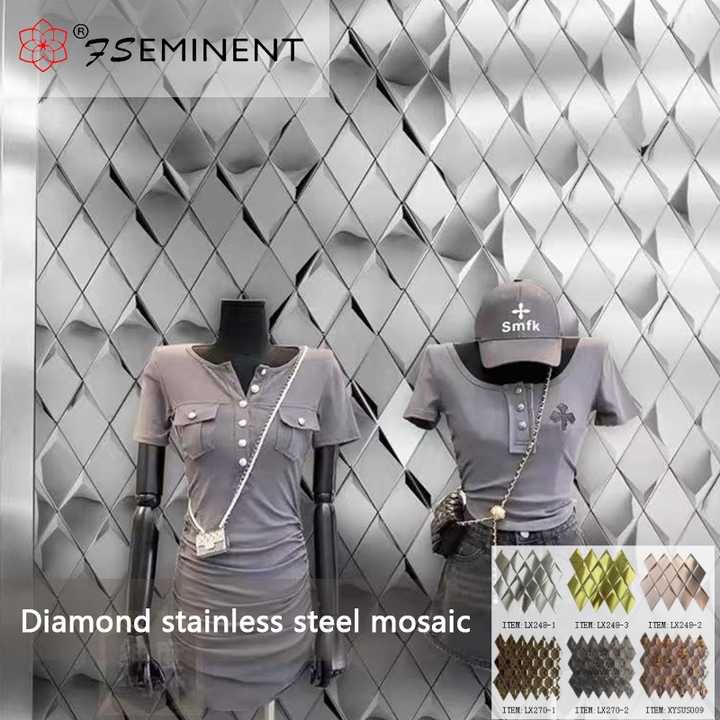 Gạch mosaic kim loại hình thoi thiết kế hiện đại cho tường nội thất, sàn hồ bơi, phòng tắm, nhà bếp cho biệt thự - Daisan Mart