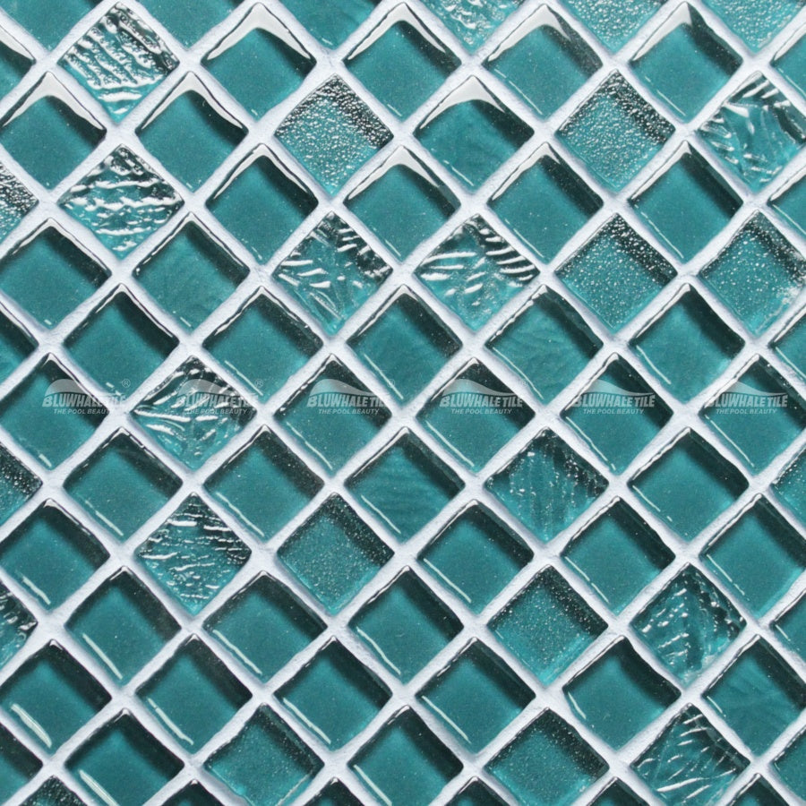 Gạch MOSAIC kính thủy tinh bể bơi nhà tắm hình vuông bóng 8mm dày 23x23mm - Daisan Mart