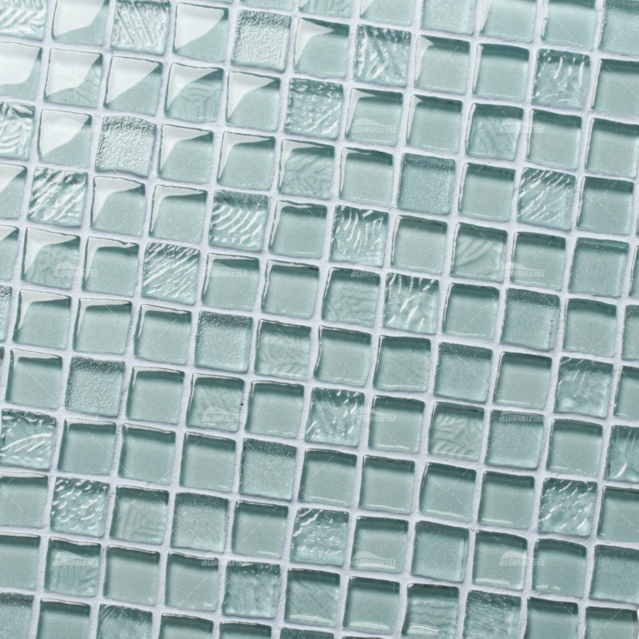 Gạch MOSAIC kính thủy tinh bể bơi nhà tắm hình vuông bóng 8mm dày 23x23mm - Daisan Mart