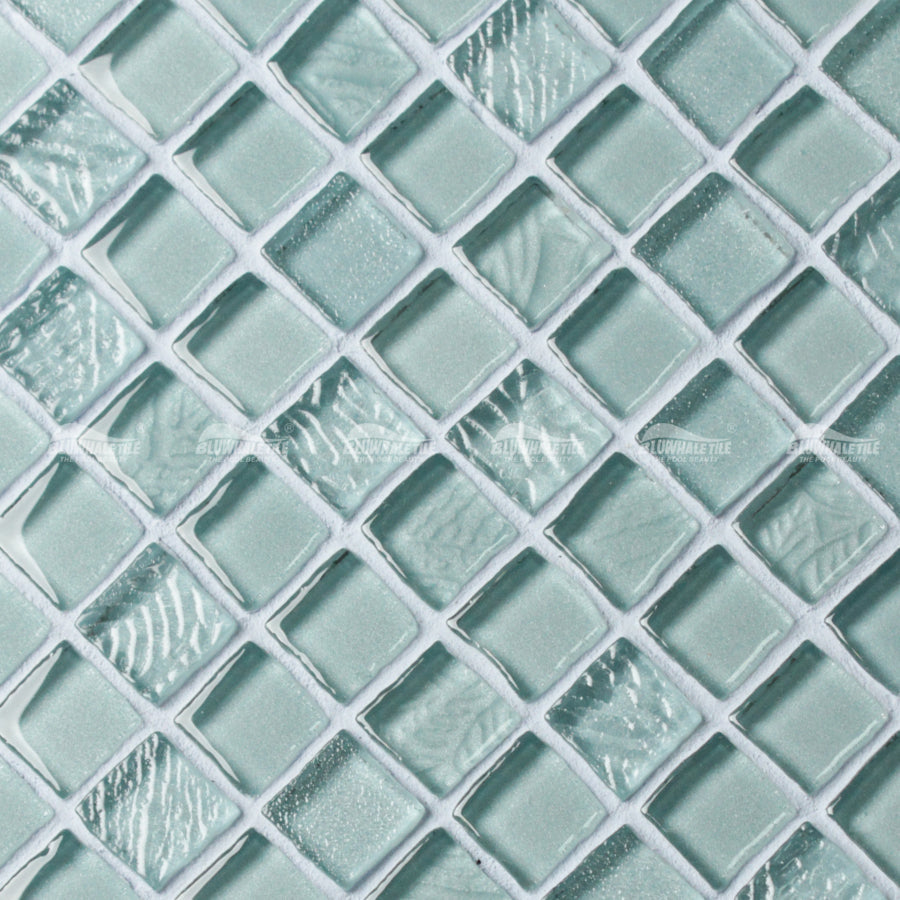 Gạch MOSAIC kính thủy tinh bể bơi nhà tắm hình vuông bóng 8mm dày 23x23mm - Daisan Mart