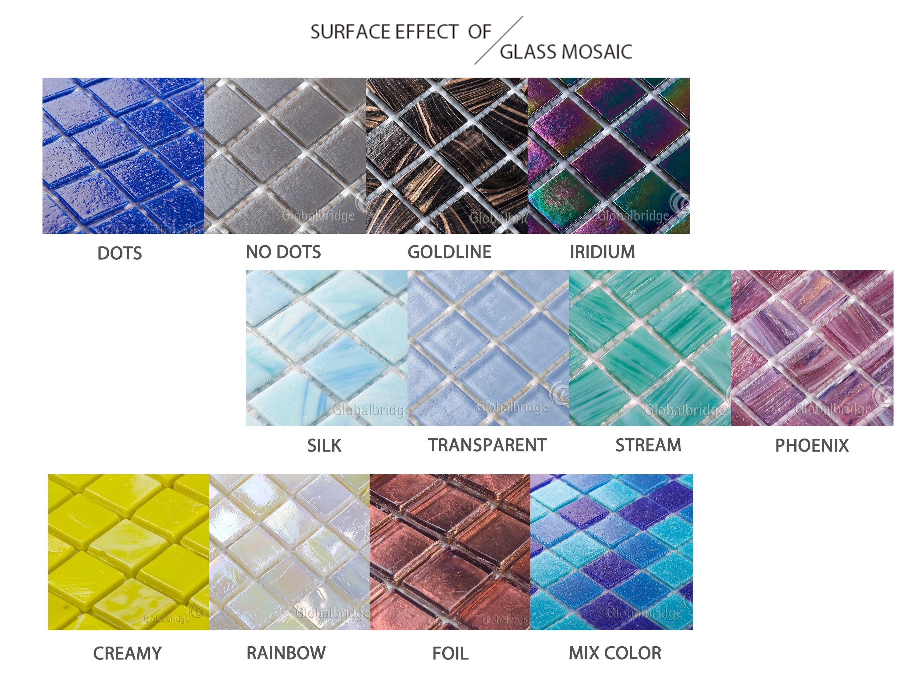 Gạch Mosaic Thủy Tinh Agate Trộn Không Đều - Daisan Mart