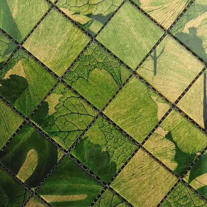 Gạch Mosaic Thủy Tinh Lá Xanh Phông Nền Truyền Hình - Daisan Mart