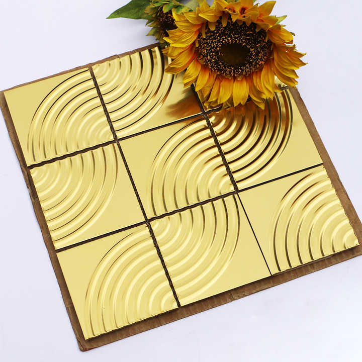 Gạch Mosaic Thép Không Gỉ Vàng Gương Trang Trí Tường - Daisan Mart