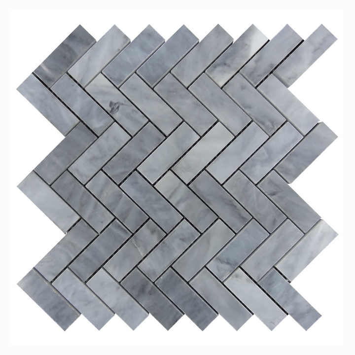 Gạch mosaic xương cá bằng đá cẩm thạch xám Ý 1X3 thiết kế hiện đại cho nội thất phòng tắm, căn hộ - Daisan Mart