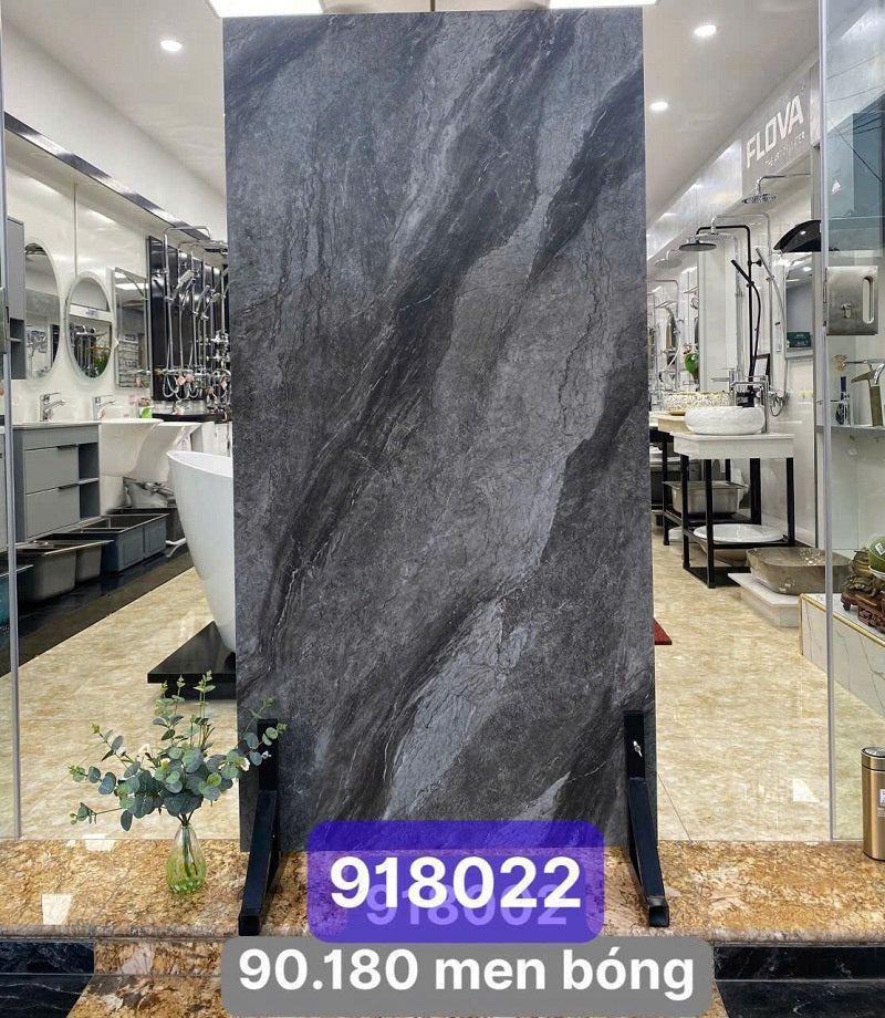 Gạch Ốp Lát 90x180cm Trung Quốc màu vân đá đen vân trắng nhạt 918022 - Daisan Mart