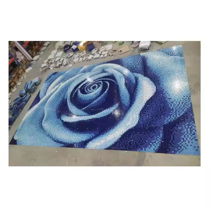 Gạch ốp tường mOSAIC kính nghệ thuật trang trí thủ công họa tiết hoa nhiều màu tùy chỉnh - Daisan Mart