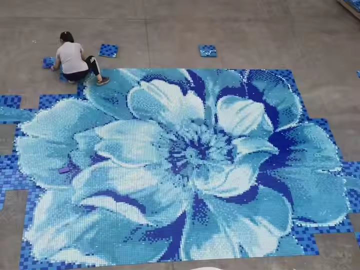 Gạch ốp tường mOSAIC kính nghệ thuật trang trí thủ công họa tiết hoa nhiều màu tùy chỉnh - Daisan Mart