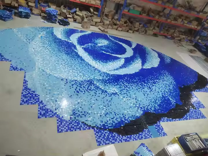 Gạch ốp tường mOSAIC kính nghệ thuật trang trí thủ công họa tiết hoa nhiều màu tùy chỉnh - Daisan Mart