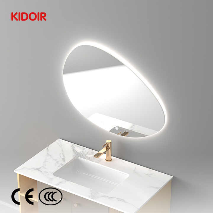 Gương phòng tắm thông minh Kidoir Factory, gương cảm ứng nhôm ba bóng, hình bầu dục, có đèn chiếu sáng, khách sạn - Daisan Mart