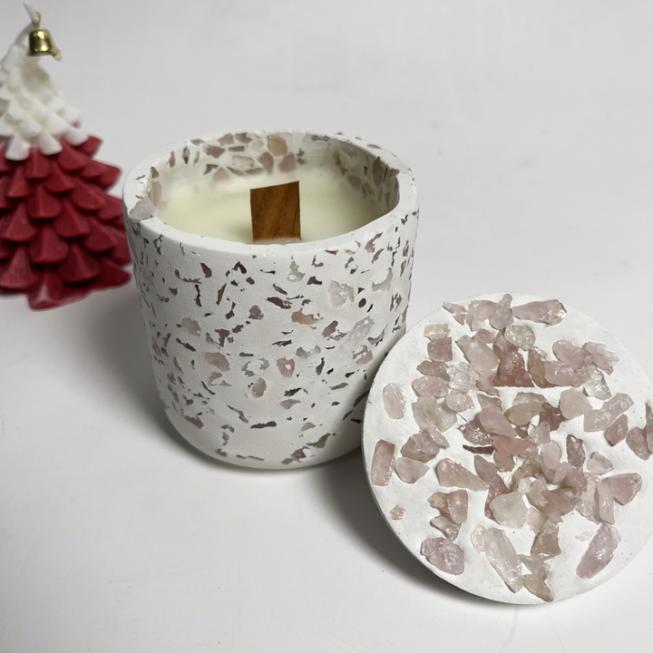 Hũ đựng nến bằng đá cẩm thạch sang trọng OMK có nắp, hũ đựng nến màu hổ phách rỗng, đựng sáp nến thơm tự làm - Daisan Mart