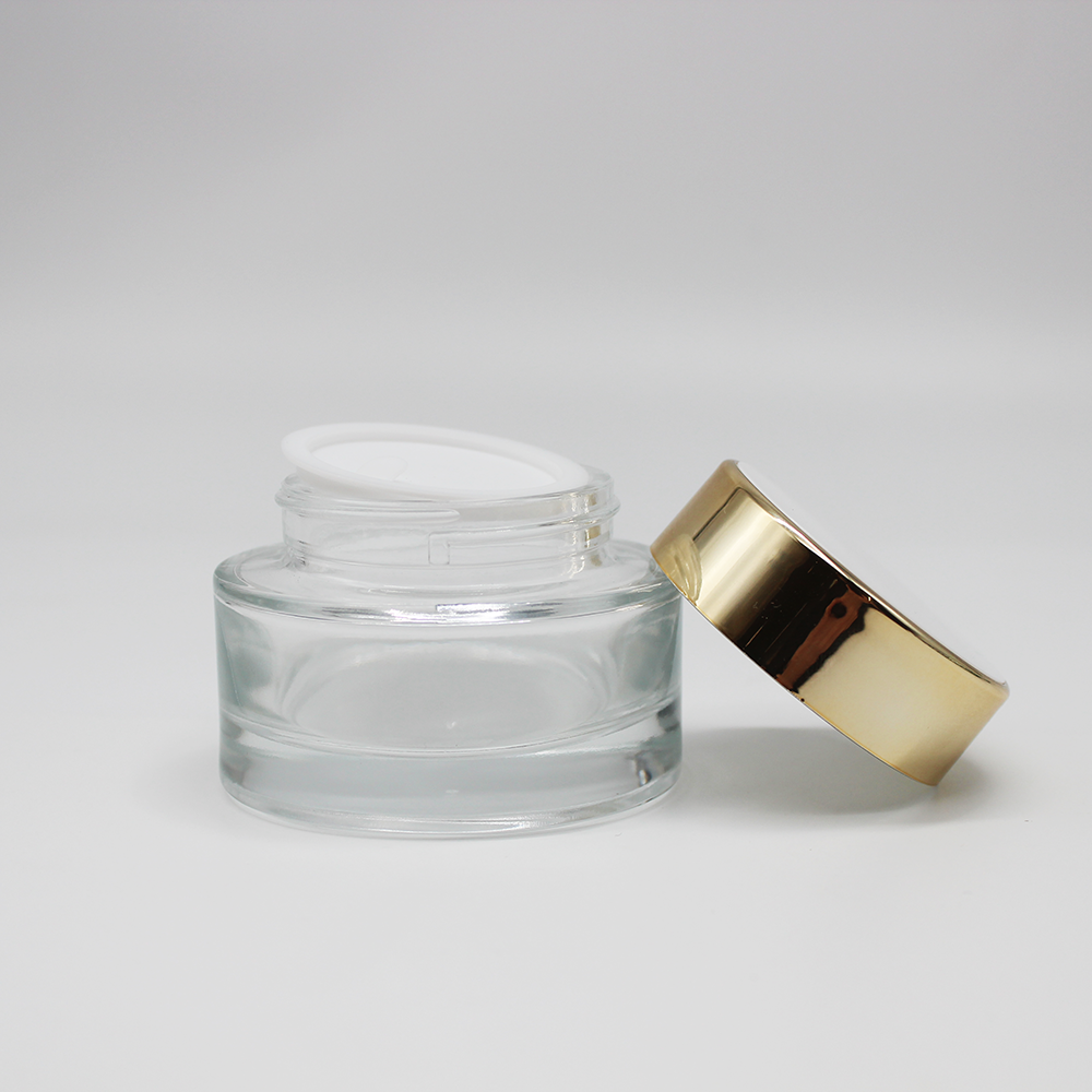 Hũ kem mỹ phẩm thủy tinh thân thiện với môi trường có nắp nhựa/nhôm màu đen dùng cho bao bì kem dưỡng da, kem mặt, kem mắt