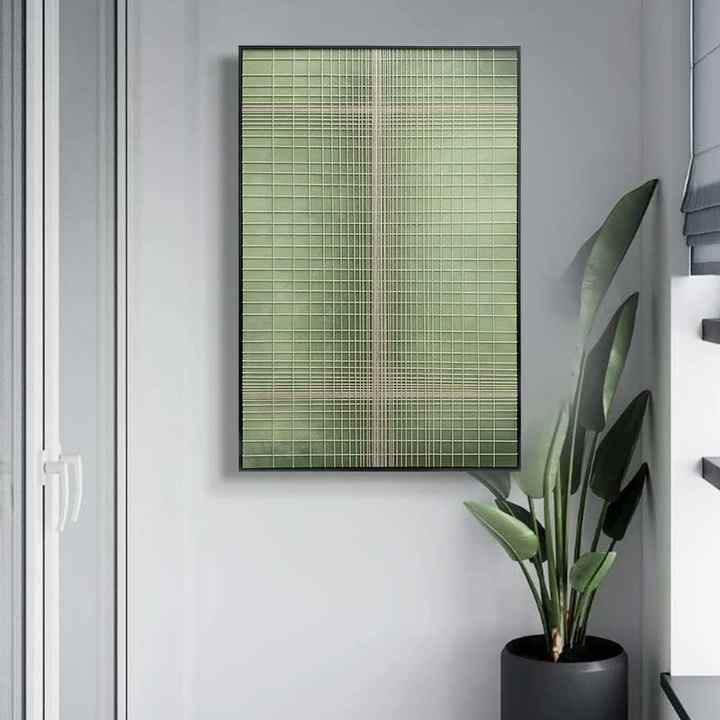 JZ Home Decor Nghệ thuật đa phương tiện sang trọng Tranh dây thừng trừu tượng 3D Nghệ thuật treo tường hiện đại có khung - Daisan Mart