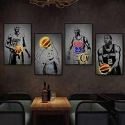 JZ Trang trí nhà In tác phẩm nghệ thuật Canvas vận động viên Poster Tranh chiếu sáng Bóng rổ Trang trí tường 3D Nghệ thuật hiện đại Led - Daisan Mart
