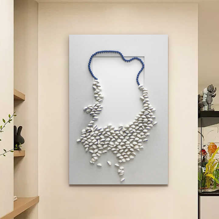 JZ Tranh treo tường trang trí nhà bằng giấy 3D hiện đại, nghệ thuật kết hợp nhiều chất liệu, tranh vòng cổ trừu tượng thủ công và tranh treo tường cho phòng ngủ - Daisan Mart