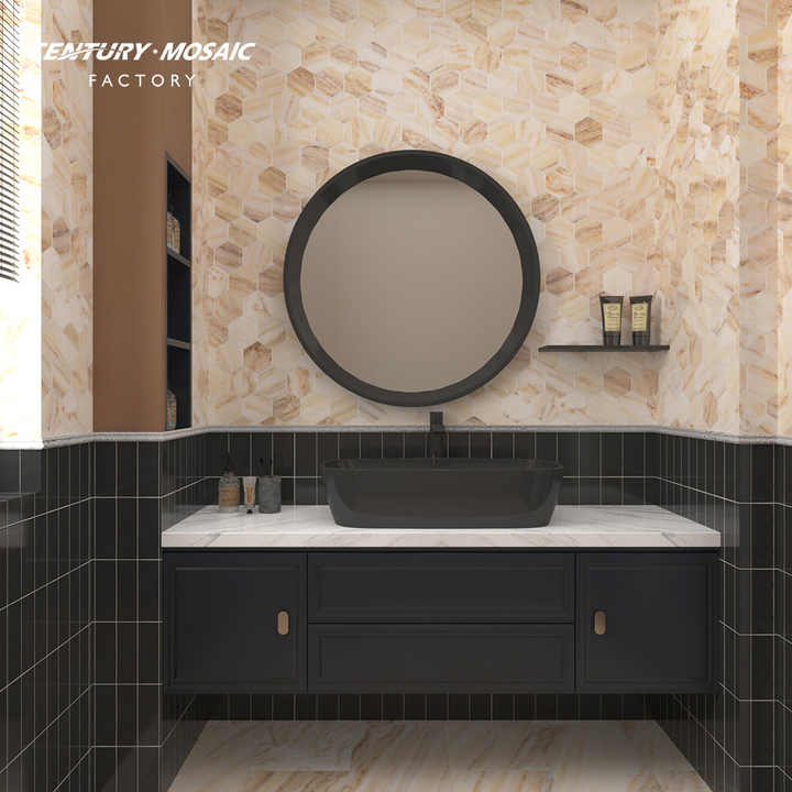 Mẫu Khảm Đá Cẩm Thạch Calacatta Rosa Gold Centurymosaic - Daisan Mart