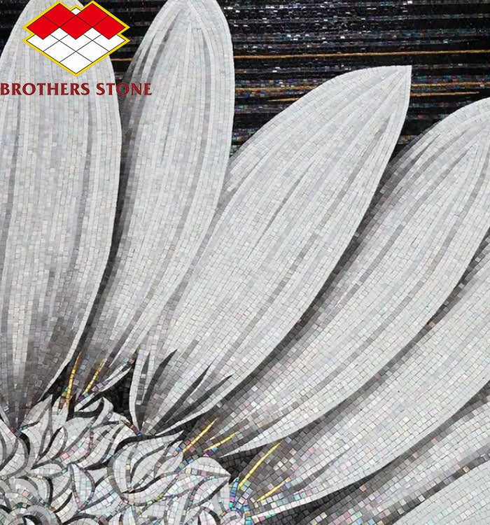 Mẫu tranh khảm đá cẩm thạch hình huy chương vuông thiết kế hiện đại trang trí tường và tranh tường - Daisan Mart