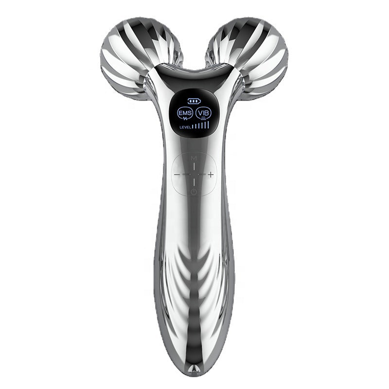Máy massage cơ thể cầm tay chất liệu ABS sạc điện phích cắm Mỹ, bộ Gua Sha con lăn bi rung chống bọng mắt. - Daisan Mart