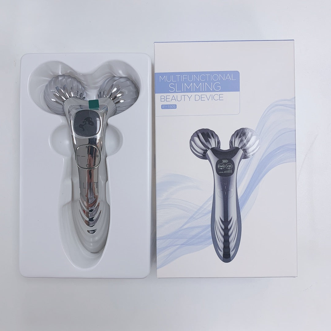 Máy massage cơ thể cầm tay chất liệu ABS sạc điện phích cắm Mỹ, bộ Gua Sha con lăn bi rung chống bọng mắt. - Daisan Mart