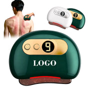 Máy massage lưng màu xanh lá, hiển thị số 9, có nút bấm vàng và dải đèn đỏ phía dưới.
