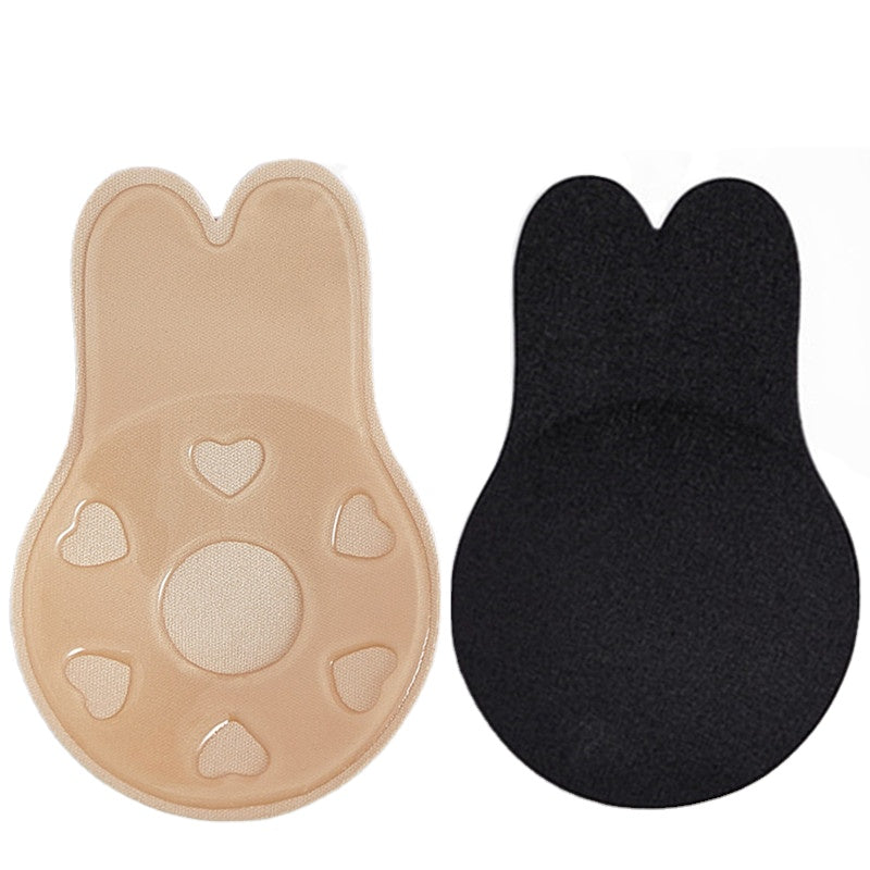 Miếng dán ngực silicon màu da hình cánh hoa tai thỏ, trang trí gợi cảm cho người lớn, có tính năng nâng ngực, kiểu dây quàng cổ và nút logo cúp. - Daisan Mart