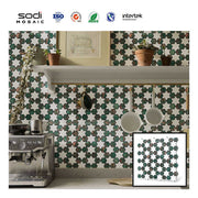 Miếng dán tường lột và dán hình lục giác nhiều màu sắc trang trí nhà cửa họa tiết hoa - Daisan Mart