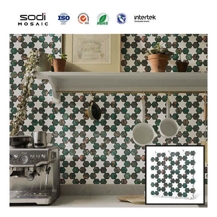 Miếng dán tường lột và dán hình lục giác nhiều màu sắc trang trí nhà cửa họa tiết hoa - Daisan Mart