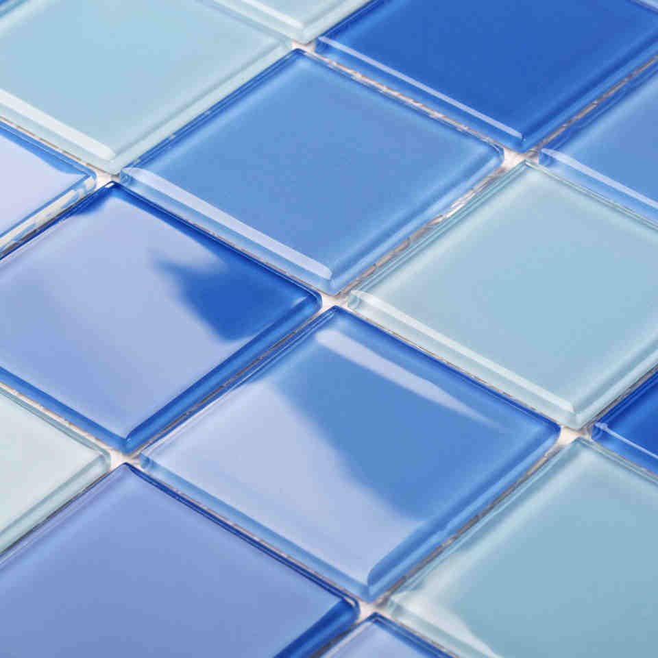 MOSAIC KÍNH 48x48, MÀU XANH NGỌC, KIỂU CỔ ĐIỂN, 4MM, DÙNG CHO TƯỜNG - Daisan Mart