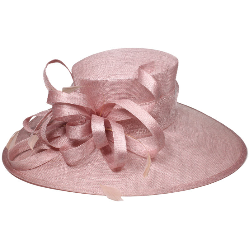 Mũ vành rộng màu hồng vải Sinamay bán chạy dành cho nữ dự tiệc, đám cưới, giải đua Kentucky Derby - Daisan Mart