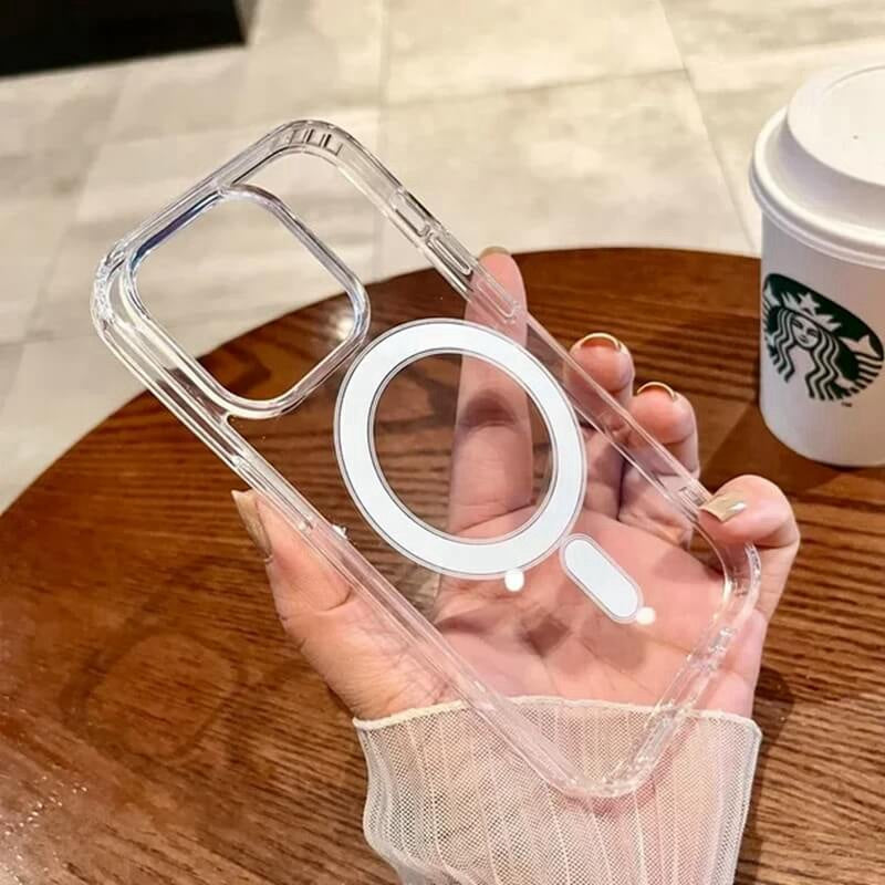 Ốp lưng điện thoại TPU+PC trong suốt cao cấp chống sốc dành cho iPhone 16, hỗ trợ sạc không dây và nắp lưng từ tính - Daisan Mart