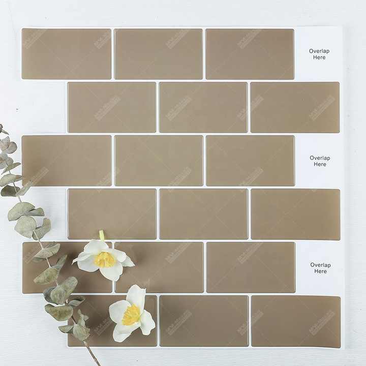 Ốp tường PVC dán tự dính chống thấm nhà bếp, phòng tắm, vòi sen 1mm, 12x12, màu nâu - Daisan Mart