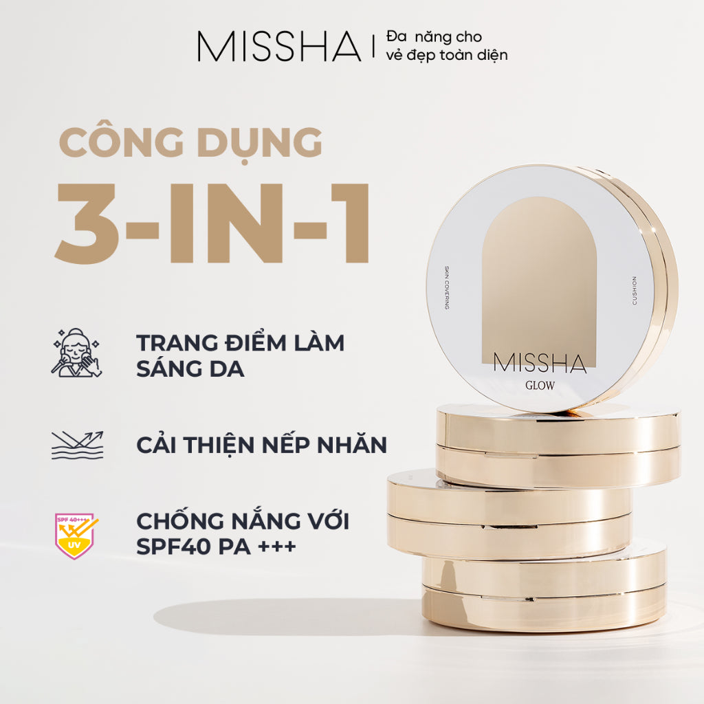 Phấn Nước Dưỡng Ẩm Da Căng Bóng Missha Glow Cushion SPF40 PA+++ 14g - Daisan Mart
