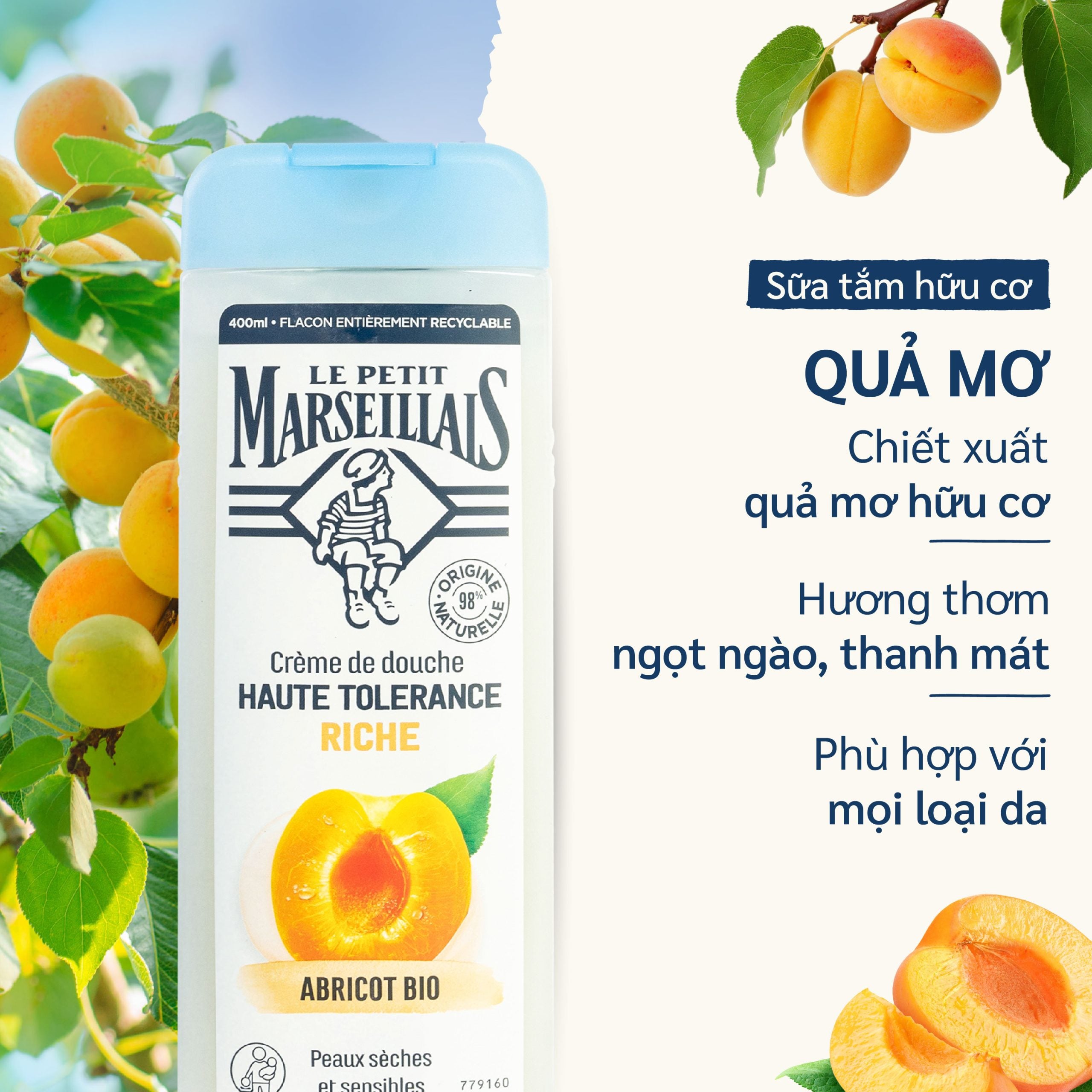 Sữa Tắm Dưỡng Ẩm Le Petit Marseillais Gel 98% Thiên Nhiên 400ml - Daisan Mart