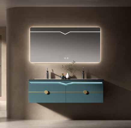Tủ lavabo đôi hiện đại sang trọng năm 2024 cho phòng tắm bằng gỗ nguyên khối có gương thông minh, chậu rửa mặt bằng gốm sứ dành cho gia đình sử dụng trong khách sạn - Daisan Mart