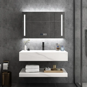 Tủ lavabo phòng tắm hiện đại sang trọng có bồn rửa, chậu rửa treo tường, tủ gương thông minh LED, tủ phòng tắm kết hợp - Daisan Mart