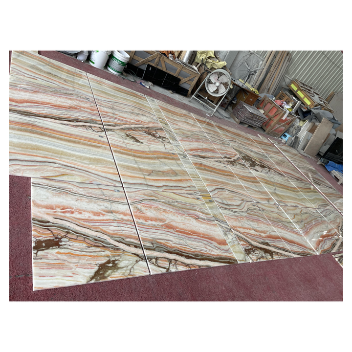 Tấm đá cẩm thạch Onyx cầu vồng ghép hình phiến đá mã não nhiều màu dùng ốp tường nội thất, mặt bàn bếp bằng đá cẩm thạch tự nhiên - Daisan Mart