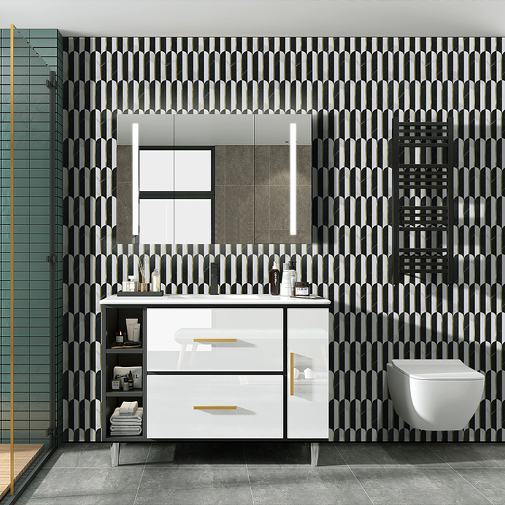 Tấm ốp tường bếp trang trí hiện đại màu đen và trắng bằng nhôm khảm tự dính - Daisan Mart