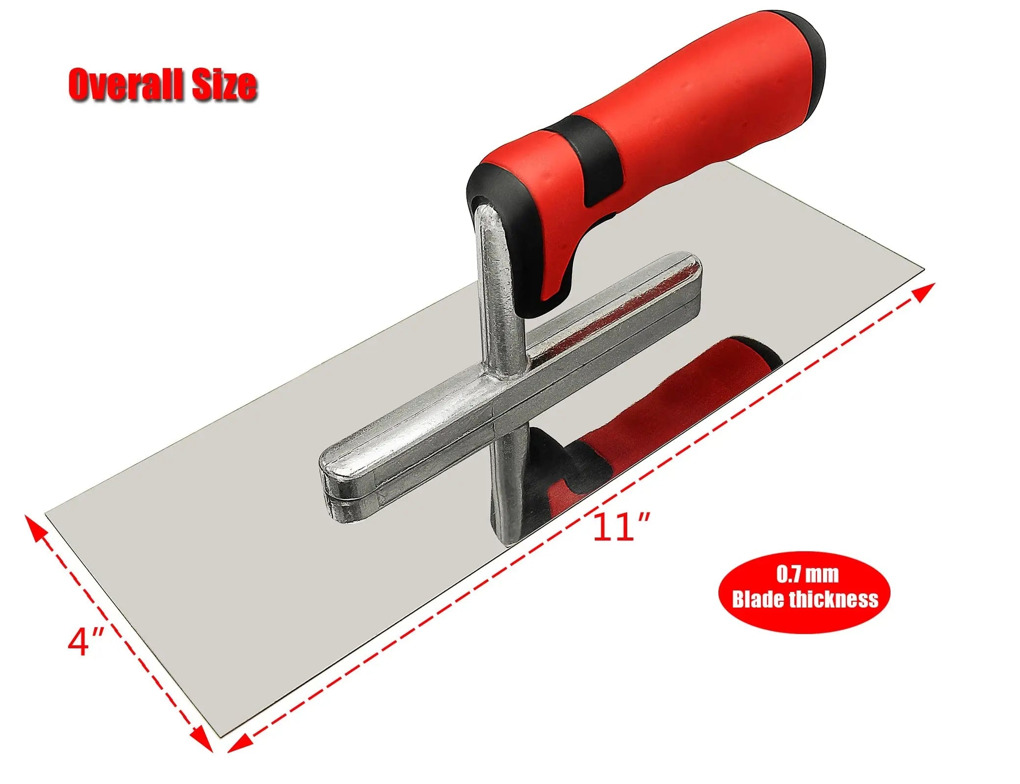Bay trát xi măng cán tay cầm mềm bằng thép không gỉ 11" x 4" - Daisan Mart