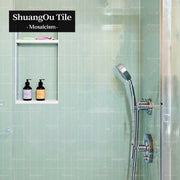 Gạch mosaic phòng tắm vòi sen khách sạn Gạch ốp tường tàu điện ngầm màu xanh lá cây Gạch men cho phòng tắm nhà bếp nhà hàng Gạch mosaic sứ - Daisan Mart