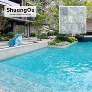 Gạch mosaic tường hồ bơi khách sạn biệt thự in hoa văn Trung Quốc, nhìn như đá cẩm thạch, sân vườn, cảnh quan ngoài trời, hồ bơi, gạch mosaic sứ - Daisan Mart