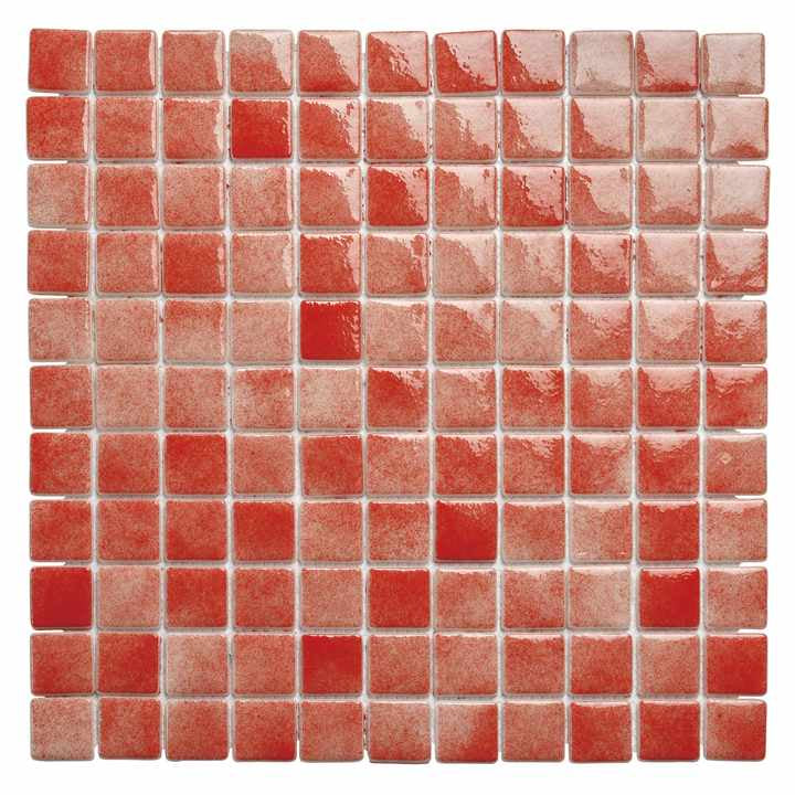 Gạch mosaic thủy tinh vuông dày 4mm màu đỏ vàng sang trọng hiện đại cho hồ bơi biệt thự nhà ốp tường sàn - Daisan Mart