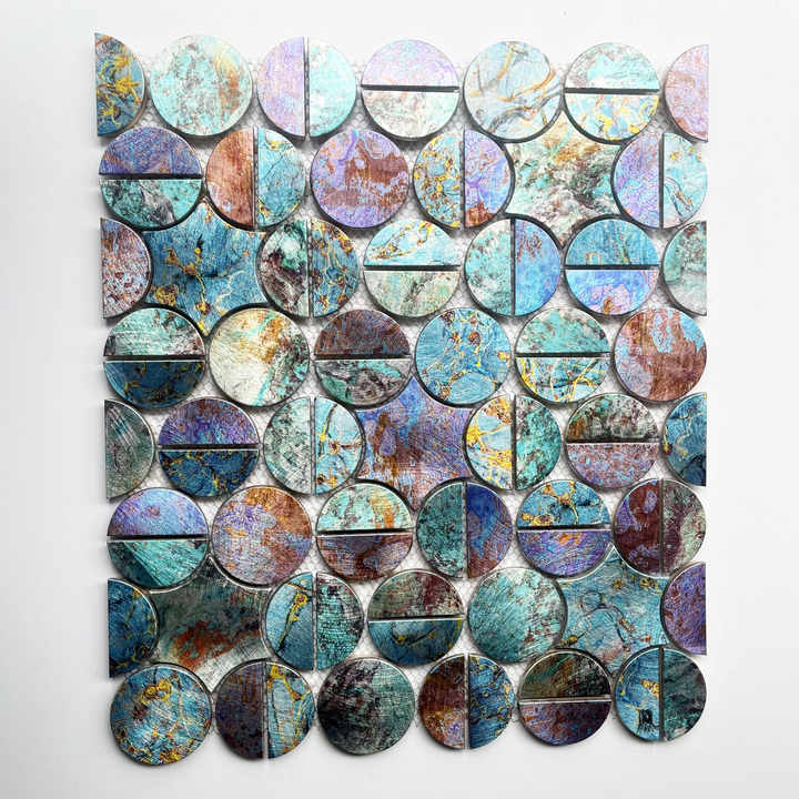 Gạch ốp tường bằng nhôm óng ánh hiện đại hình ngôi sao không đều Mosaico dùng để trang trí tường nội thất phòng tắm nhà bếp - Daisan Mart