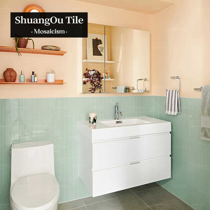 Nhà máy cung cấp Gạch mosaic gốm màu xanh và trắng cho phòng tắm, khách sạn, ốp tường bếp, gạch mosaic, độ bền cao - Daisan Mart