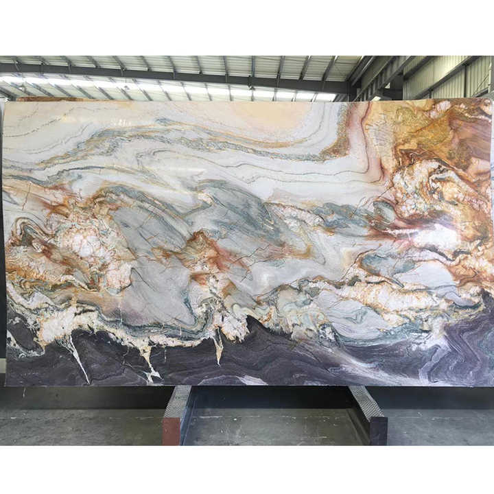 Trang trí tường bằng đá cẩm thạch tím tự nhiên Tấm thạch anh tím sang trọng cho thiết kế tường TV biệt thự - Daisan Mart