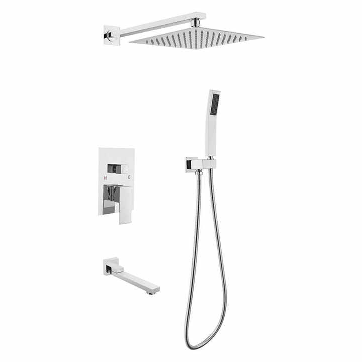 Vòi sen âm tường 10 inch 12 inch, vòi trộn nóng lạnh màu đen, bộ vòi sen bằng đồng thau - Daisan Mart