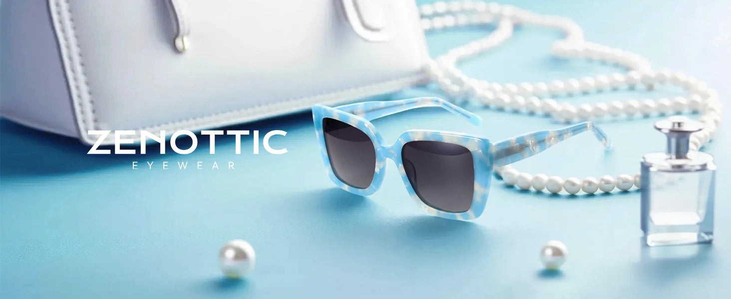ZENOTTIC Fashion Women Butterfly Prescription Sunglasses Handmade Acetate Myopia Sun Glasses Square Polarized Optical Shade