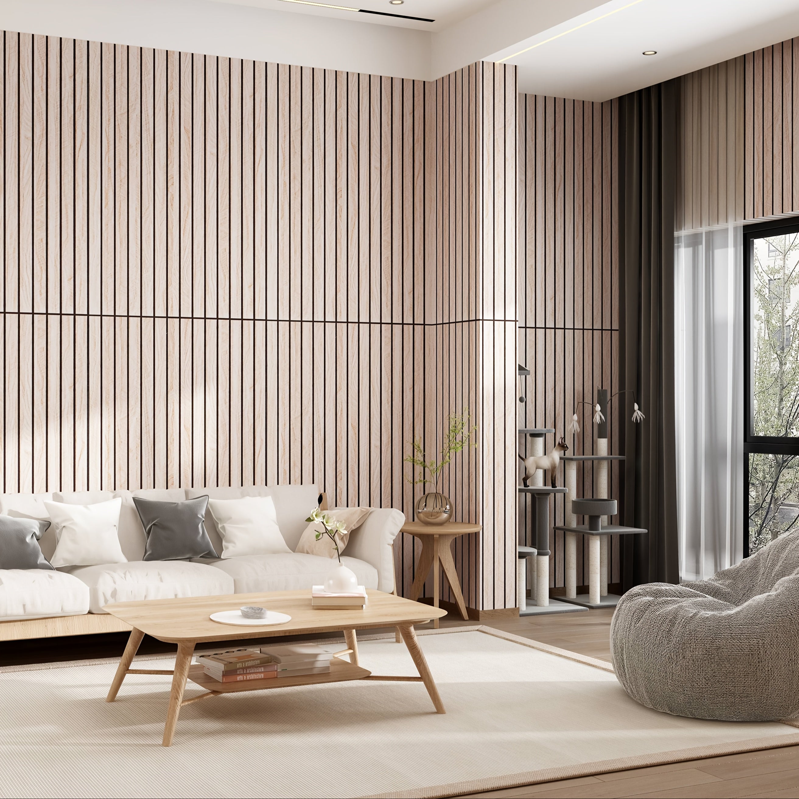 Giấy Dán Tường Vân Gỗ 3D Kẻ Sọc, Dễ Dán, Trang Trí Nhà