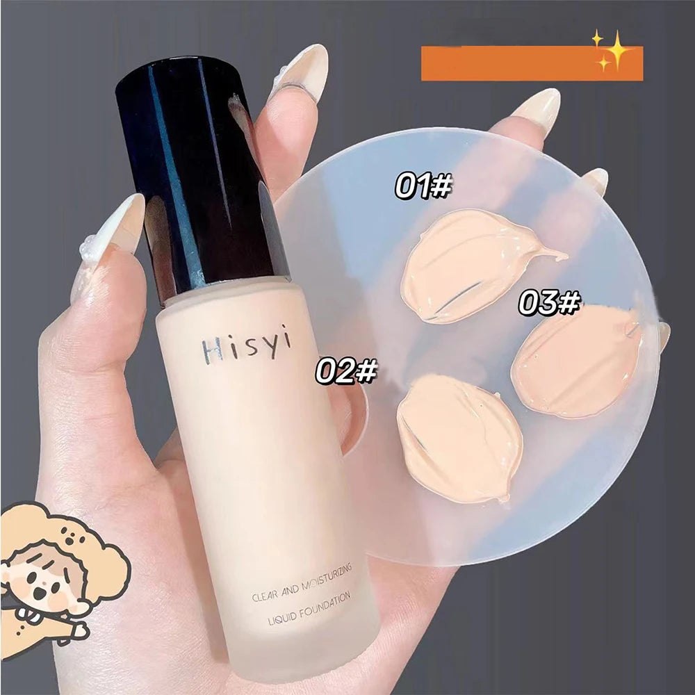 Liquid foundation naturally covers flaws without sticking powder, plain face cream, transparent foundation, conceals blemishes - Daisan Mart