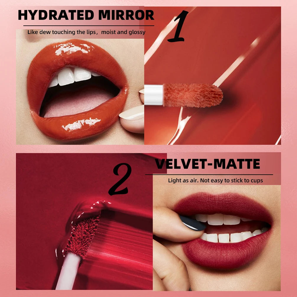 QIBEST 2 In 1 Matte Lipstick Long Lasting Waterproof